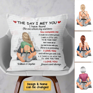 The Day I Met You - Personalized Couple Pillow