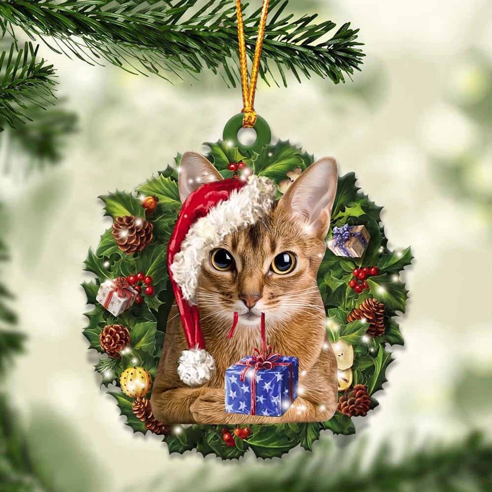 Abyssinian cat and Christmas gift for her gift for him gift for Abyssinian cat lover ornament
