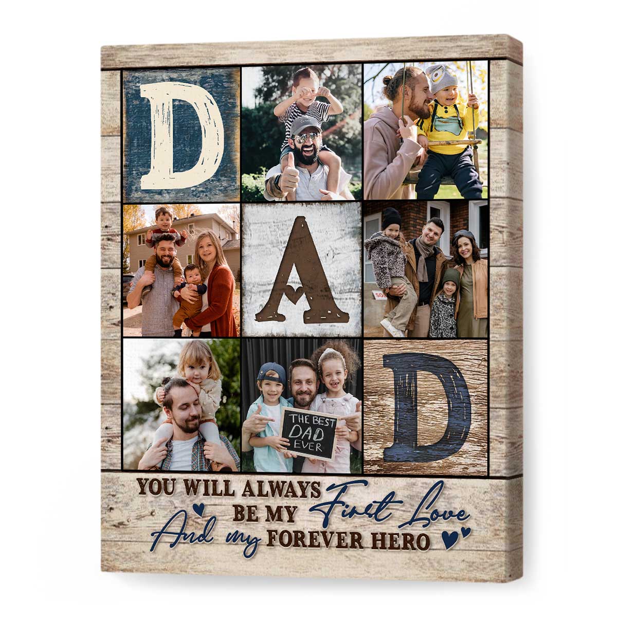 Dad Photo Collage Canvas Poster, Personalized Gifts For Dad, Best Father’s Day Gifts 2024, Fathers Day Photo Gifts