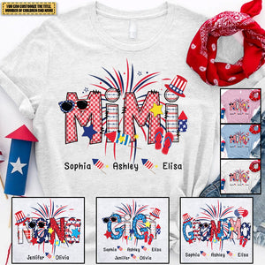 Patriotic Doodle 4th Of July Mimi And Grandkid T-Shirt