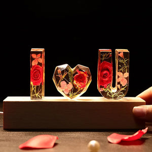 Dried Flowers Resin Letter Lamp - HANDMADE