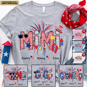 Patriotic Doodle 4th Of July Mimi And Grandkid T-Shirt