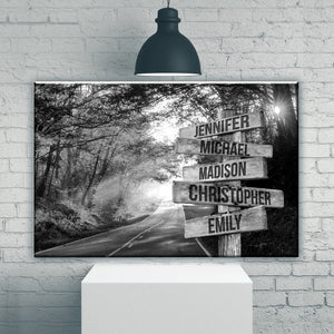 Autumn Road Multi-Names Premium Canvas Poster