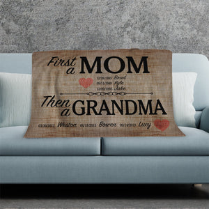 Personalized First a Mom Then a Grandma Fleece Blanket