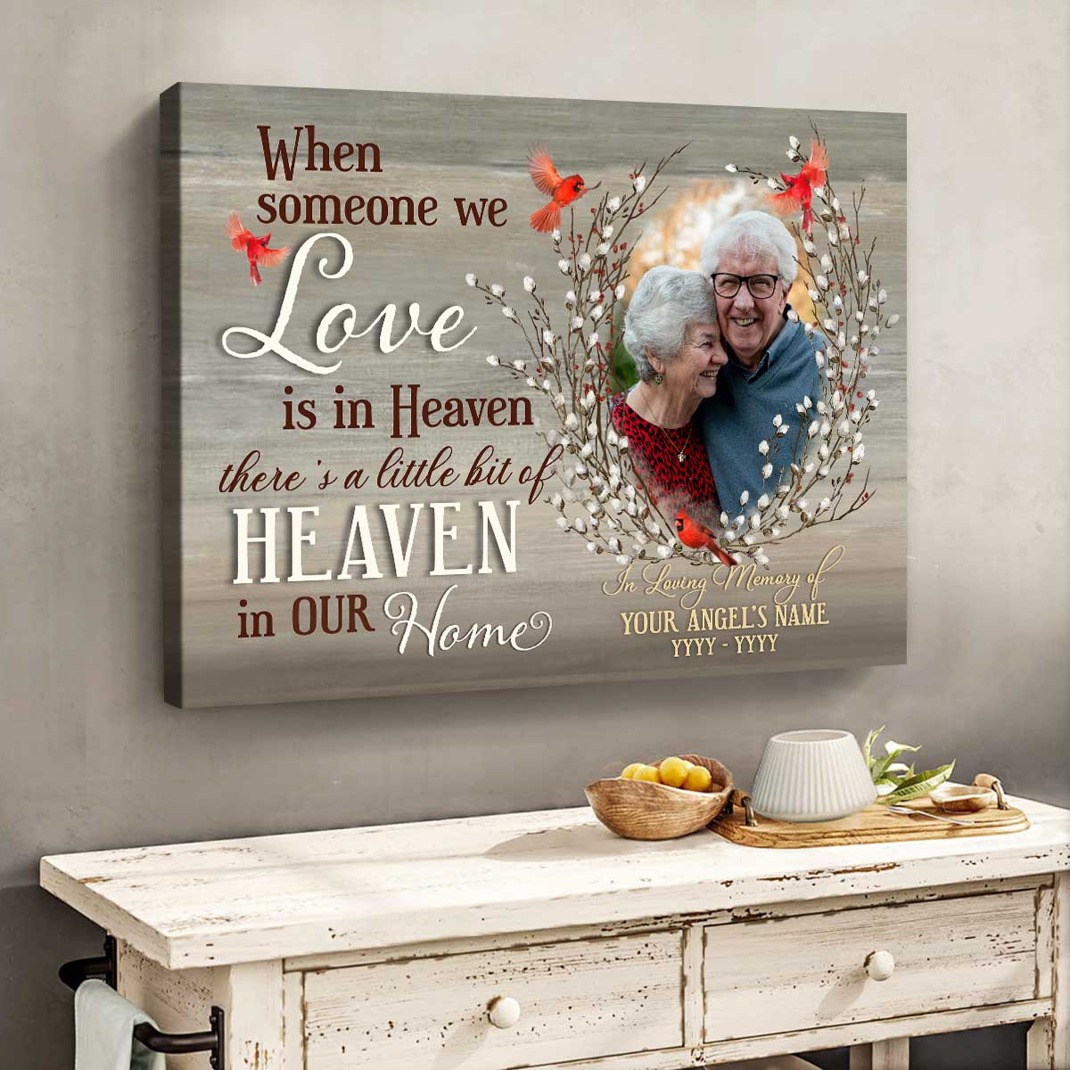 Custom Memorial Photo Gift, Sympathy Gift Ideas, There's a Little Bit Of Heaven in Our Home