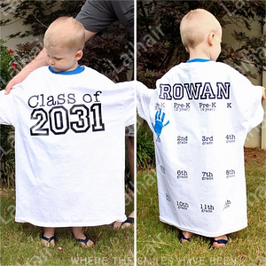 MAKE A BACK TO SCHOOL SHIRT WITH HANDPRINTS FOR EVERY GRADE