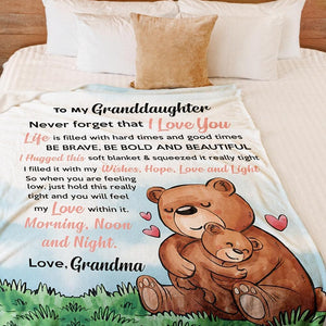 Personalized Granddaughter/Grandson Blanket - Bear Hug