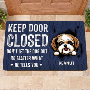 Keep Door Closed Peeking Dog Tearing Personalized Doormat