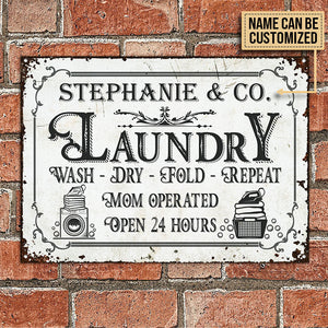Personalized Laundry Room Mom Operated Customized Classic Metal Signs