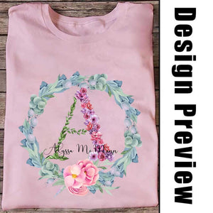 Personalized Letter T Shirt - Garland Art Letters Personalized T Shirts Birthday Gift with Name