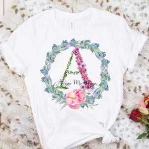 Personalized Letter T Shirt - Garland Art Letters Personalized T Shirts Birthday Gift with Name