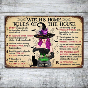 Personalized Witch House Rules Metal Sign