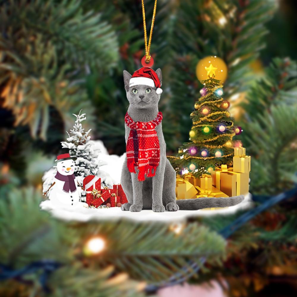 Russian Blue Cat Christmas Ornament