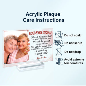 Custom Photo For All The Times I Need To Say Thank You Mom - Birthday, Loving Gift For Mother - Personalized Custom Horizontal Rectangle Acrylic Plaque