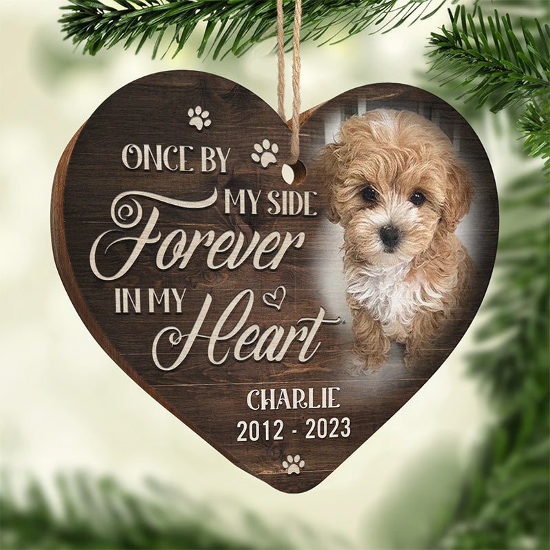 Custom Photo Forever In My Heart - Memorial Personalized Custom Ornament - Wood Heart Shaped - Christmas Gift, Sympathy Gift, Gift For Pet Owners, Pet Lovers