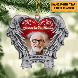 Always On Our Minds, Forever In Our Hearts Personalized Christmas Ornament