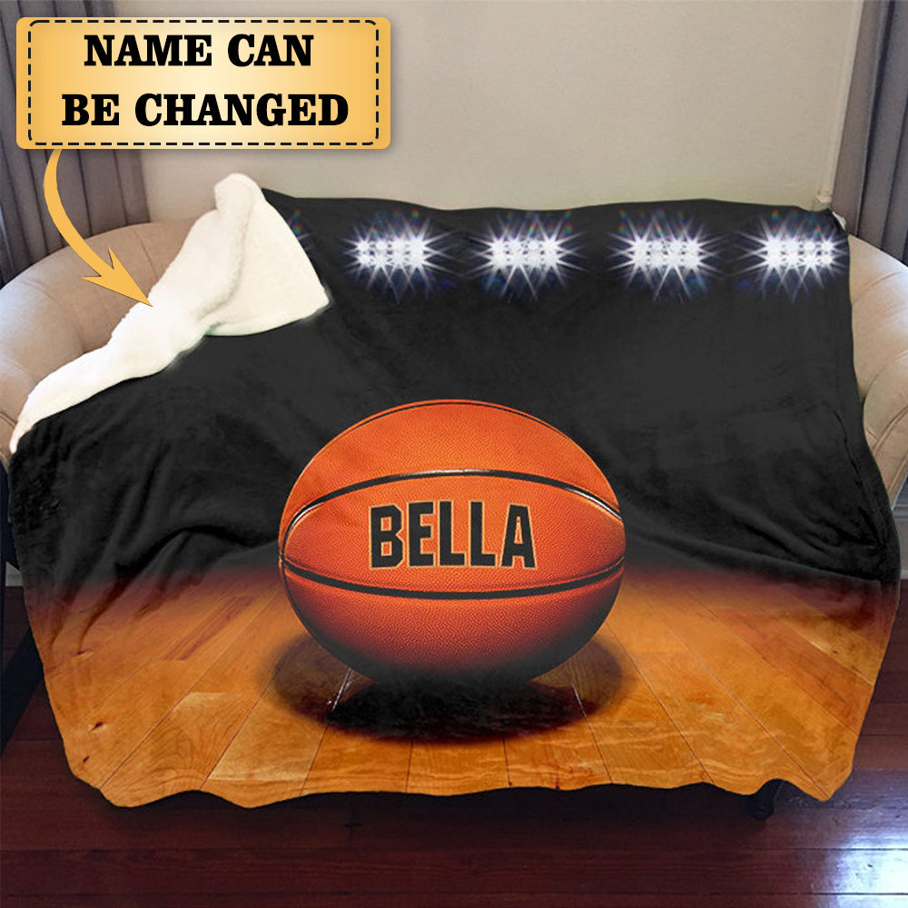 Basketball Personalized Sherpa Blanket, Personalized Basketball Gift, Premium Extra Soft Custom Basketball Blankets