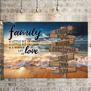 Ocean Sunset Color A Little Whole Lot of Love Multi-Names Premium Canvas Poster