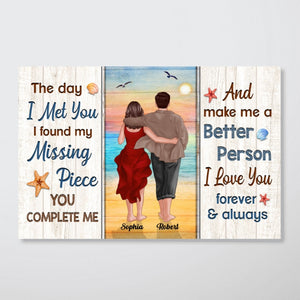 Back View Couple Walking On The Beach Found My Missing Piece Personalized Horizontal Poster