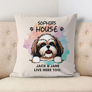 Live Here Too, Personalized Pillows, Custom Gift for Dog Lovers