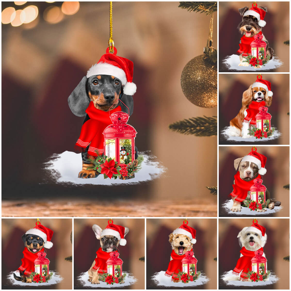 Dog Christmas Present Ornament