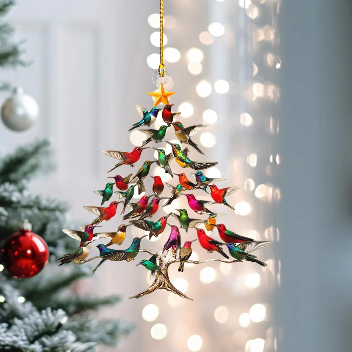 Hummingbird Christmas 2D Acrylic Ornament-Gift For Hummingbird Lover