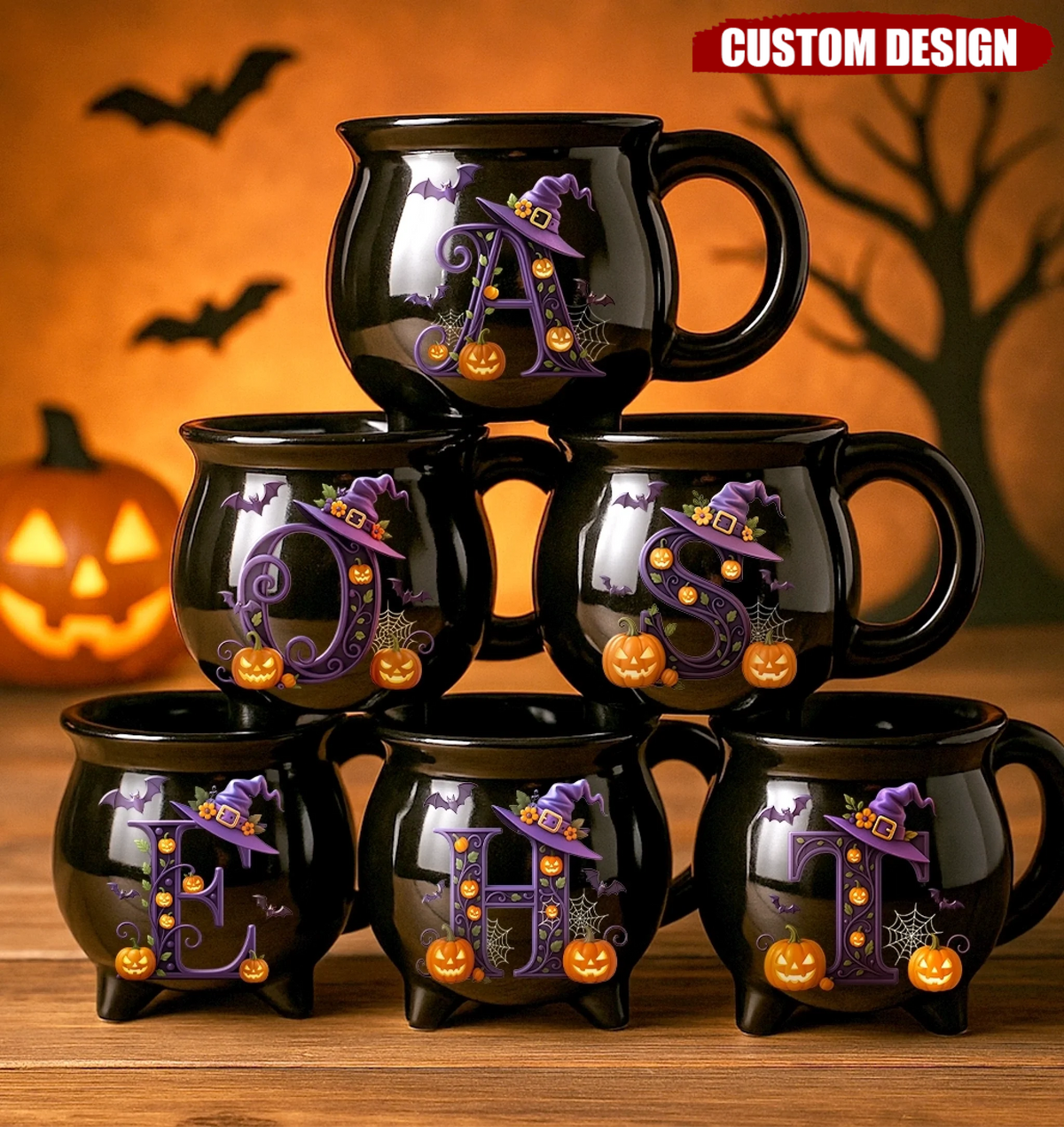 Custom 12oz Ceramic Cauldron Coffee Mug - Personalized Halloween Witchy Gifts For Besties, Sisters, BFF, Family, Yourself - Brew And Boo