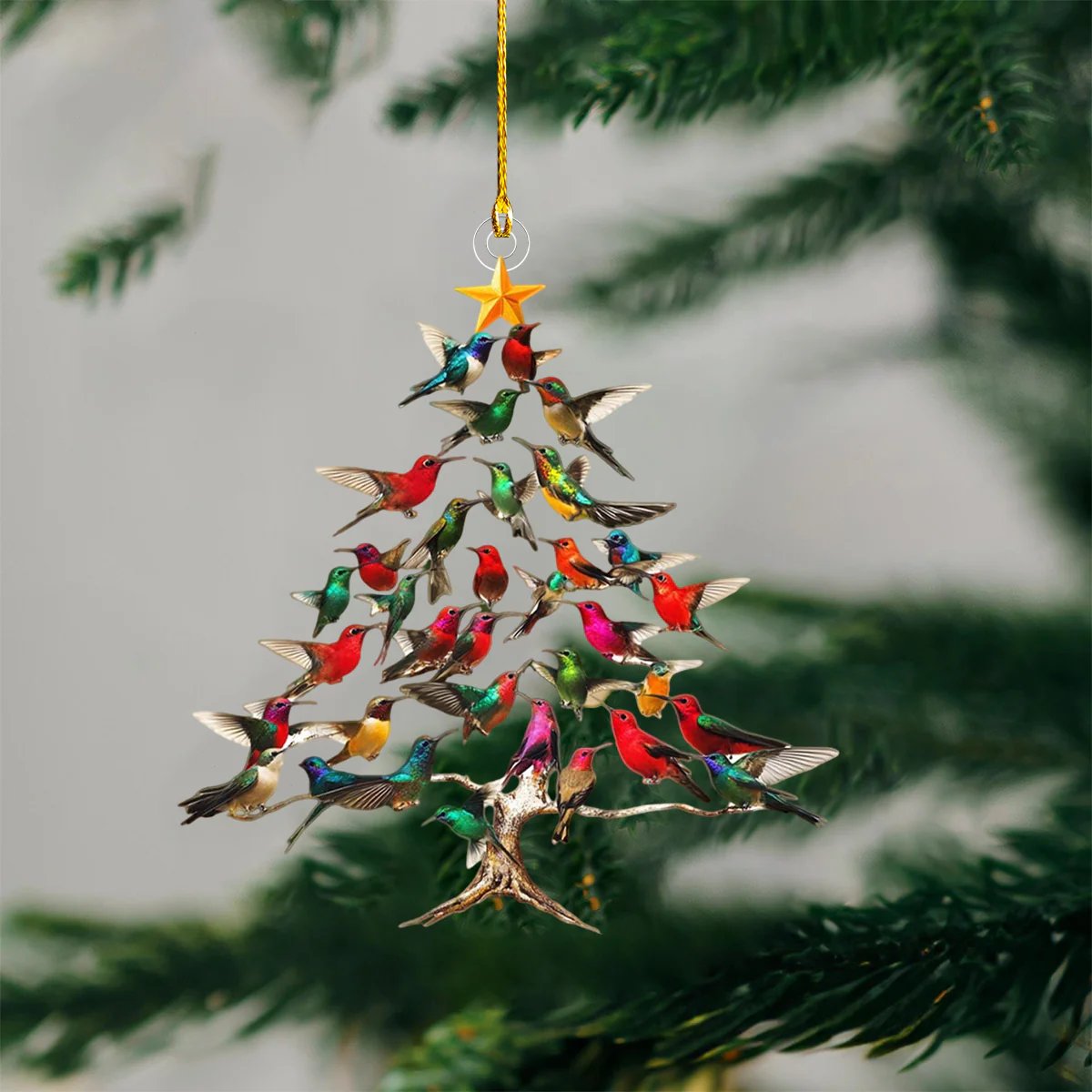 Hummingbird Christmas 2D Acrylic Ornament-Gift For Hummingbird Lover