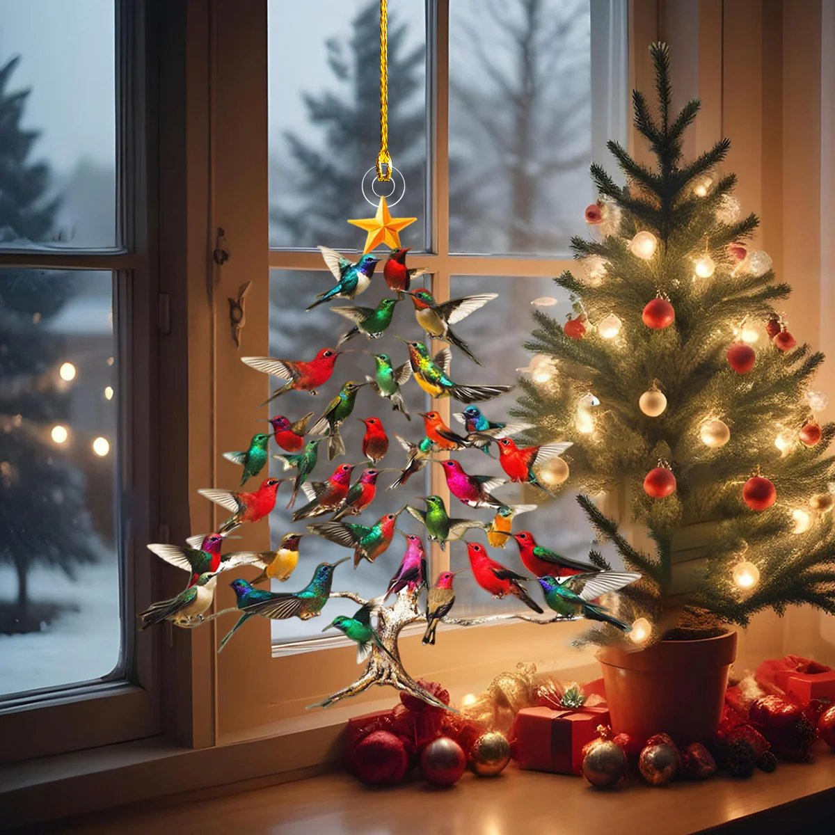 Hummingbird Christmas 2D Acrylic Ornament-Gift For Hummingbird Lover