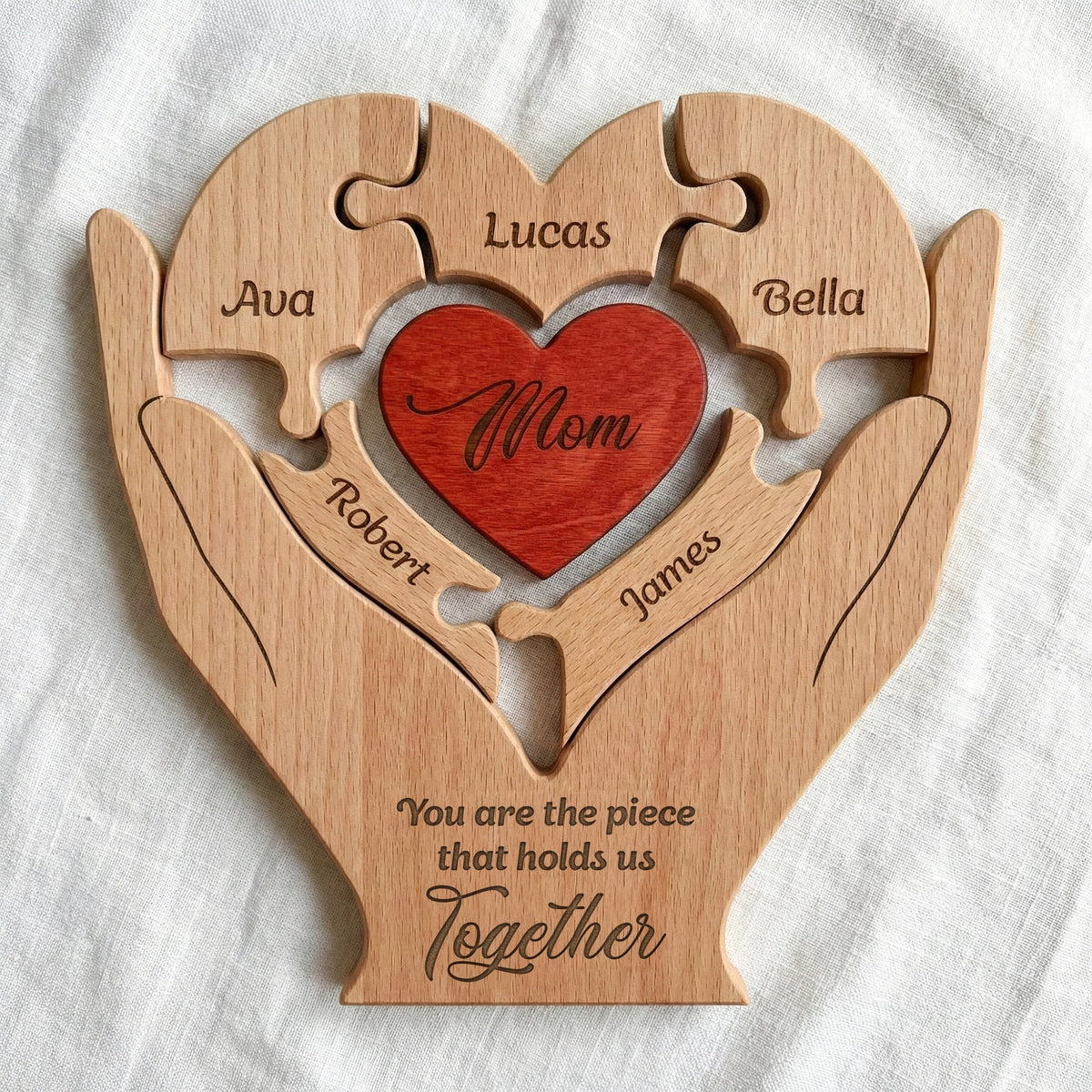 Mother's Day Gifts, Mom, Mother You Are The Piece That Hold Us Together - Personalized Wooden Family Puzzle