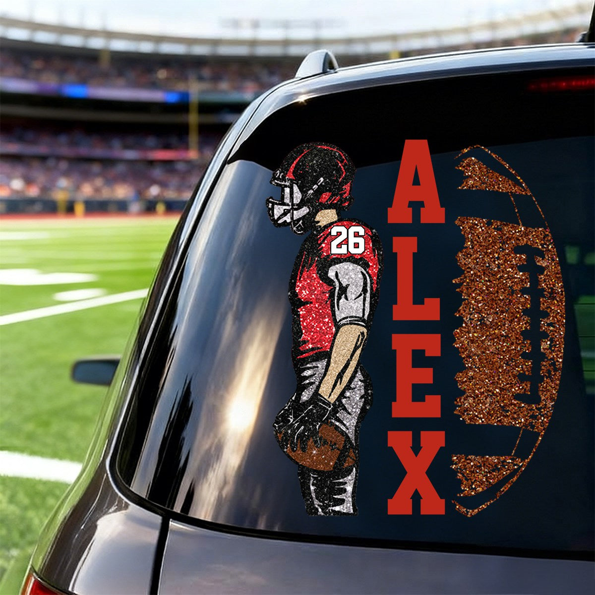 Personalized American Football Player Car Decal - Gift For American Football Lovers