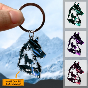 Personalized Wolf In Forest Acrylic Keychain