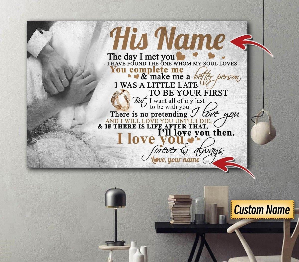 Couple Gift Poster, Wall Decor, Custom Name On Poster, Touching Quote, High Quality