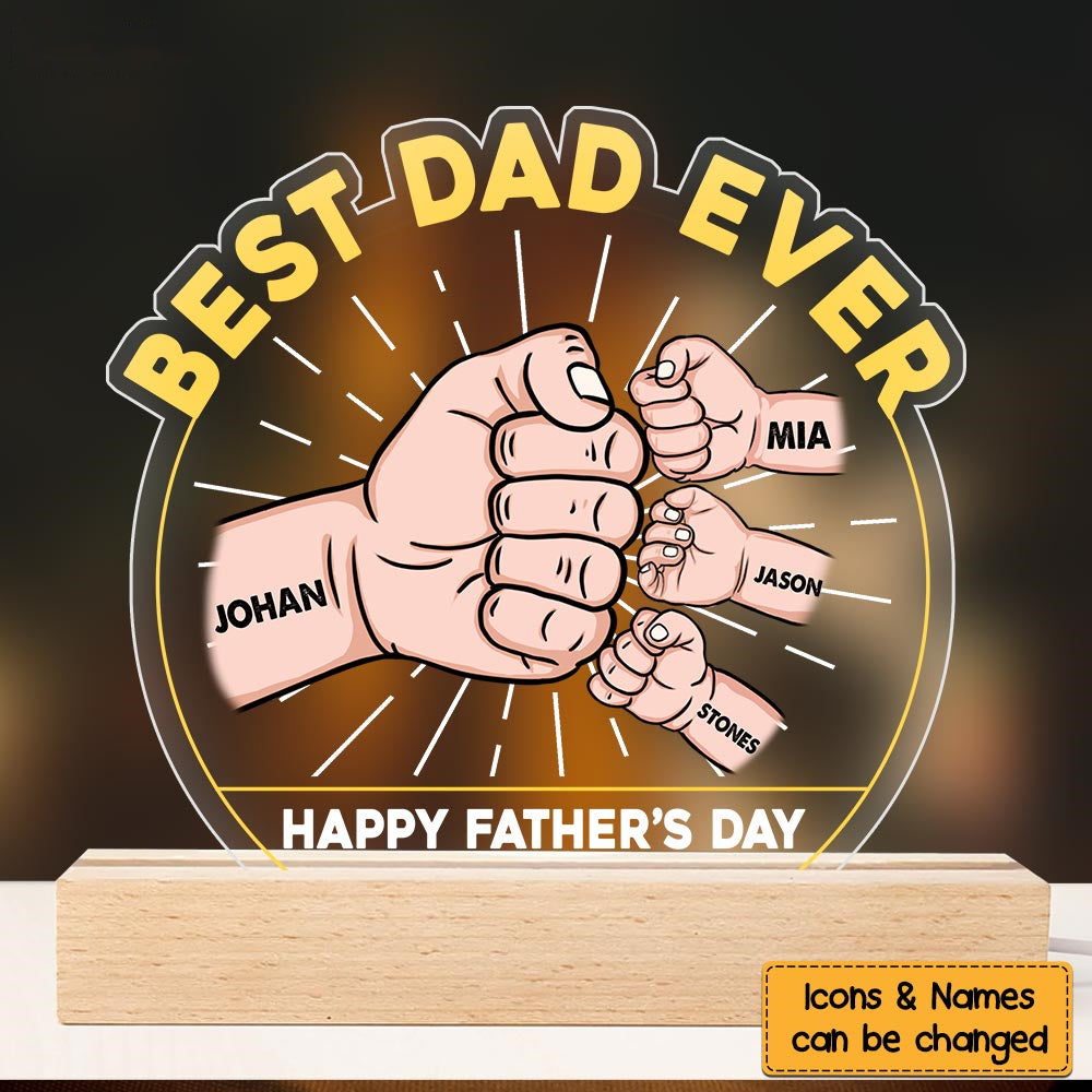 Gift For Dad Fist Bump Happy Father's Day Plaque LED Lamp Night Light