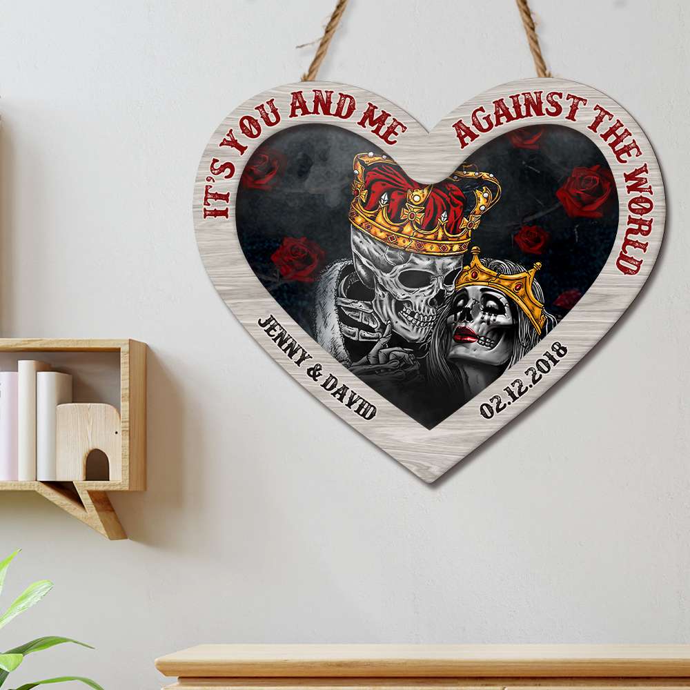 It's You And Me Against The World, Personalized Wood Sign, Gift For Couples