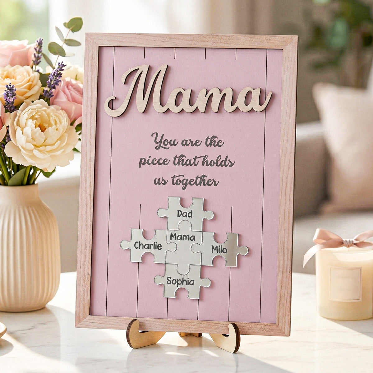 You‘re The Piece That Holds Us Together-Personalized Wooden Plaque-Mother's day gift