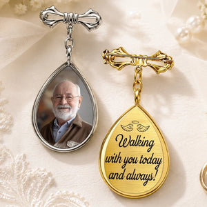 Custom Photo Teardrop Pin - Personalized Memorial Sympathy Gifts - Carried In My Heart Always