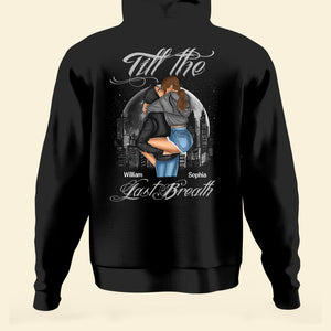 From The First Kiss Till The Last Breath-Personalized Matching Couple Back Printed Hoodies
