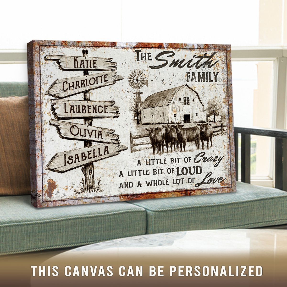 Best Family Gift Names Sign Farmhouse Wall Decor Personalized Poster