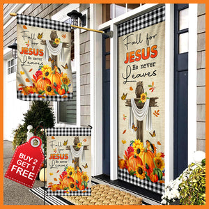 Fall Flag Fall For Jesus He Never Leaves Halloween Thanksgiving Flag