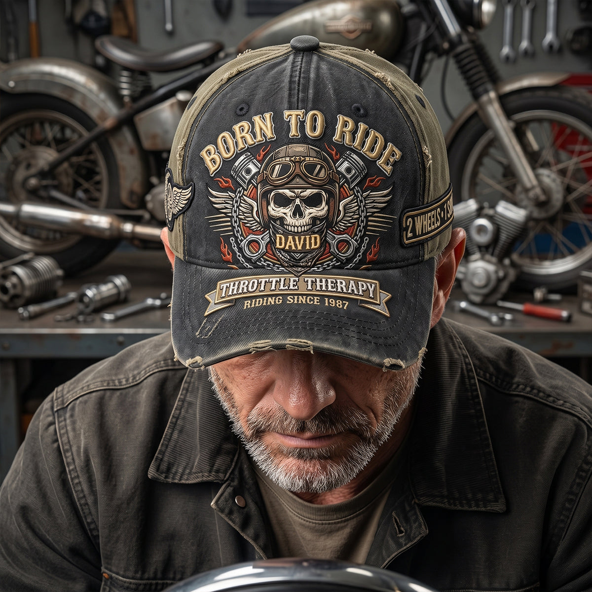 Vintage Rider Skull Classic Cap - Personalized Gifts