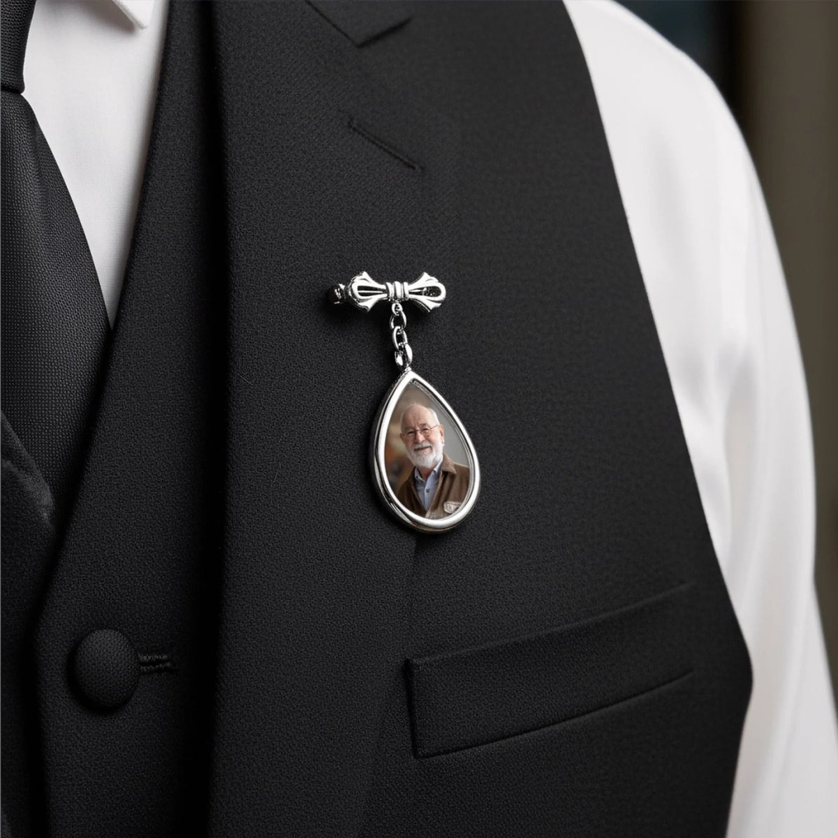 Custom Photo Teardrop Pin - Personalized Memorial Sympathy Gifts - Carried In My Heart Always