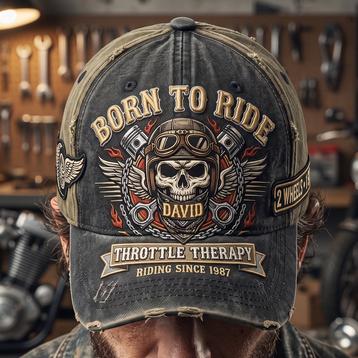 Vintage Rider Skull Classic Cap - Personalized Gifts