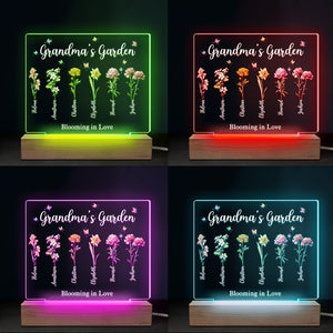 My Garden, My Love - Family Personalized Custom Rectangle Shaped 3D LED Light - Gift For Grandma