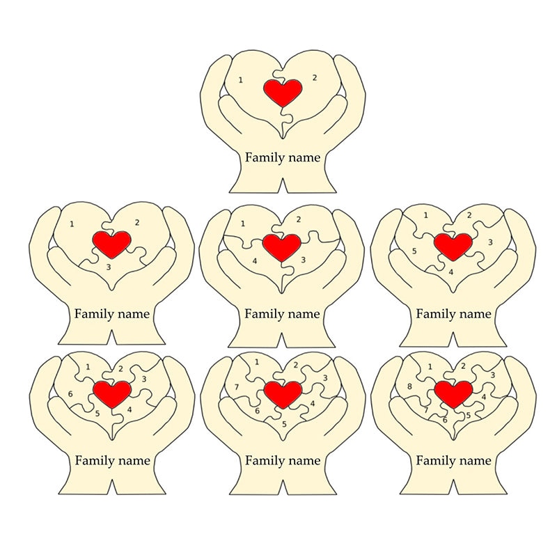 Personalized Engraved Heart Family Puzzle - Gift For Mother, Father, Family