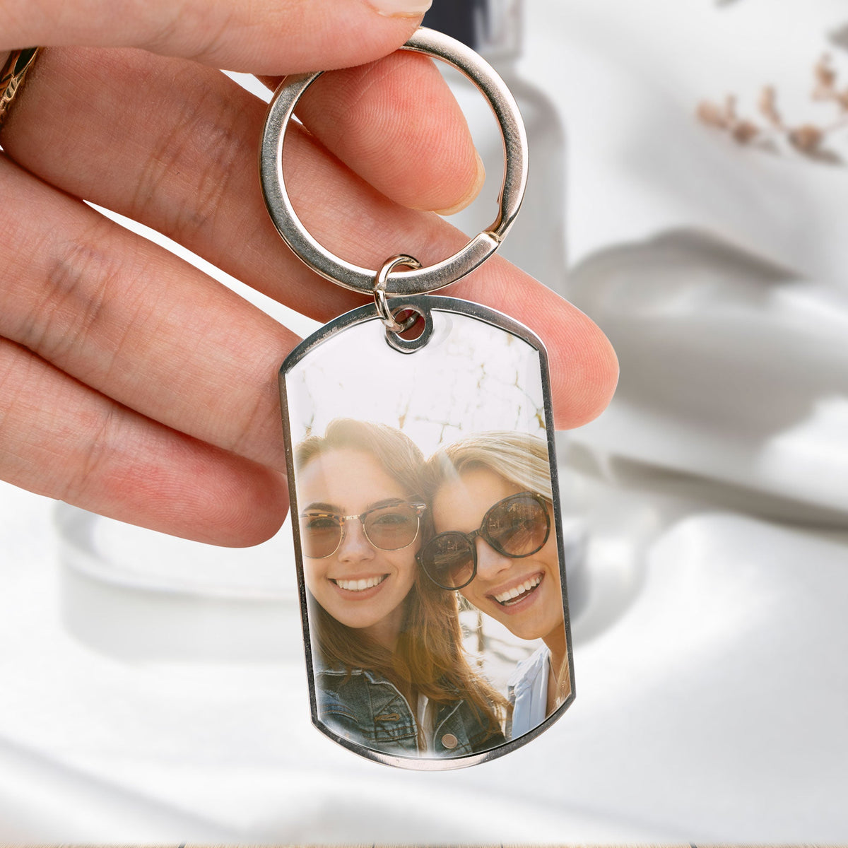 (Photo Inserted) A Sister Is God’s Way - Personalized Engraved Stainless Steel Keychain