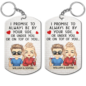 I Promise To Always Be By Your Side Chibi - Anniversary, Vacation, Funny Gift For Couples, Family - Personalized Aluminum Keychain