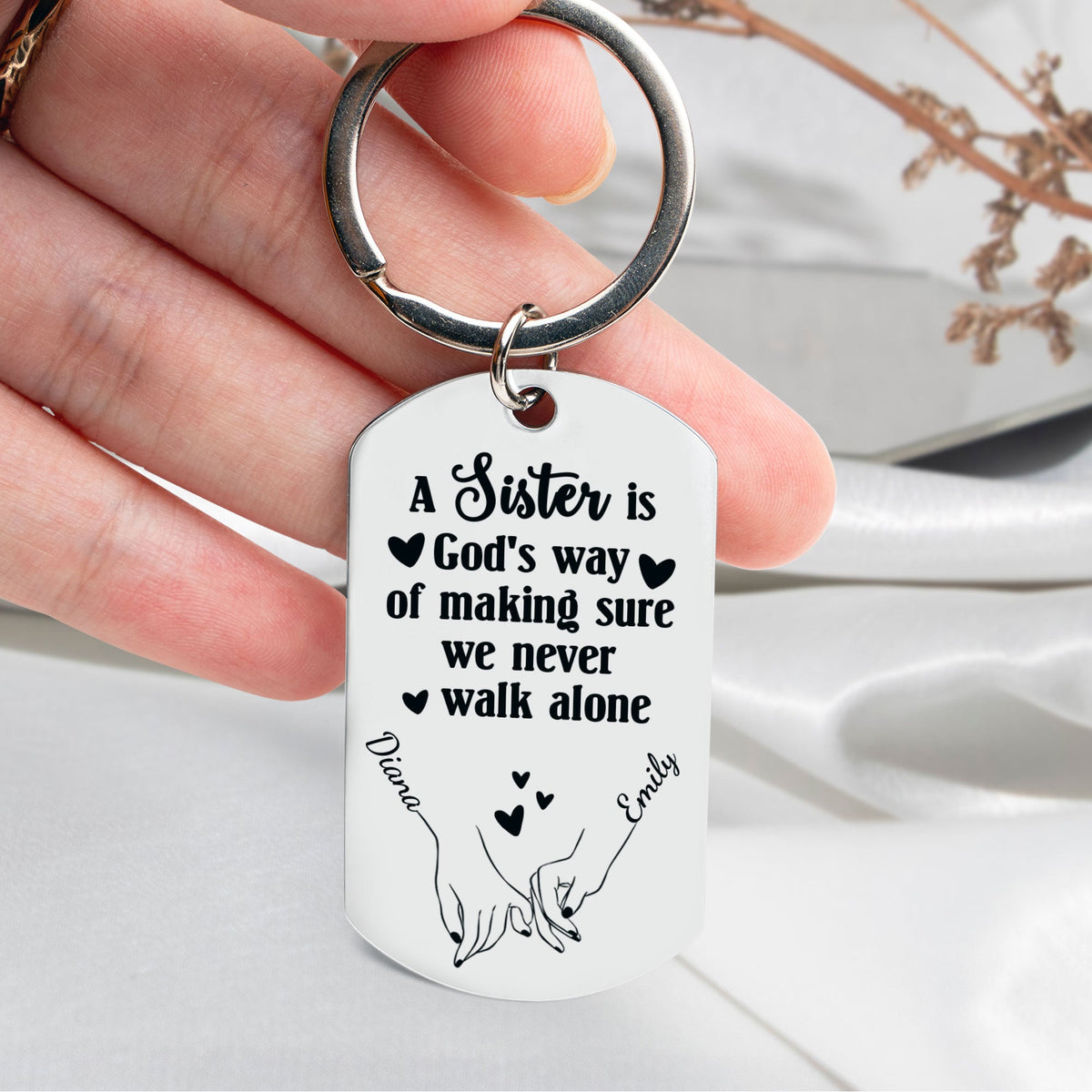(Photo Inserted) A Sister Is God’s Way - Personalized Engraved Stainless Steel Keychain