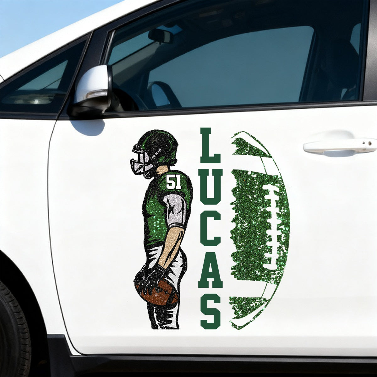 Personalized American Football Player Car Decal - Gift For American Football Lovers