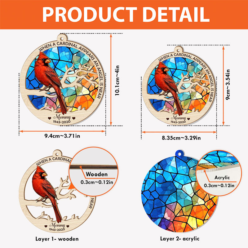 When A Cardinal Appears, Personalized Suncatcher, Memorial Gifts